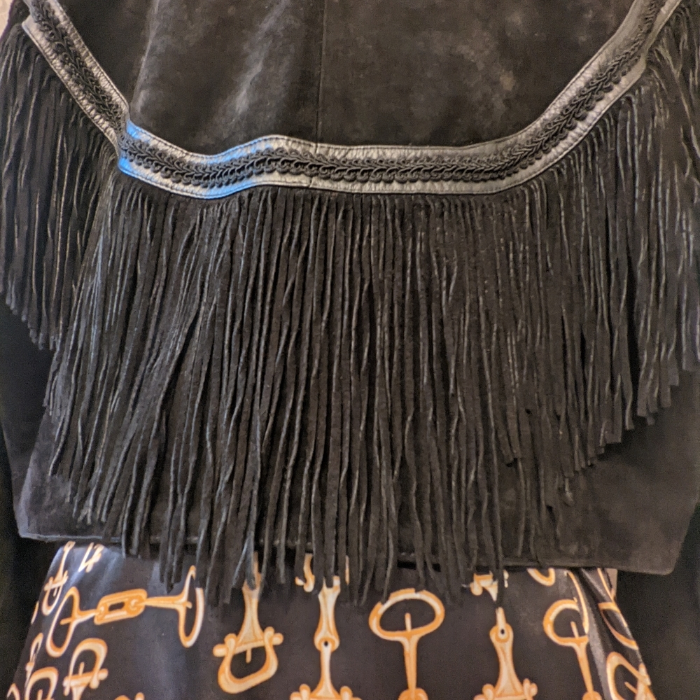 Fun Vintage Black Suede Fringe Jacket by Wilson Leather Experts - Picture 4 of 13
